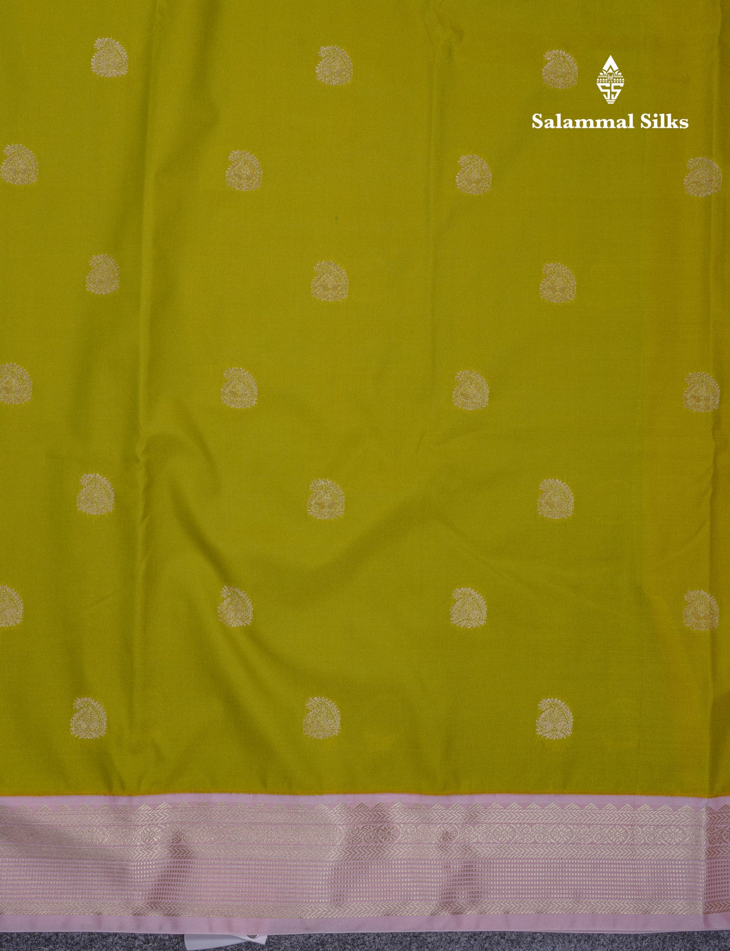 Beautiful Parrot Green Semi Silk Saree With Contrast Baby Pink Medium Border