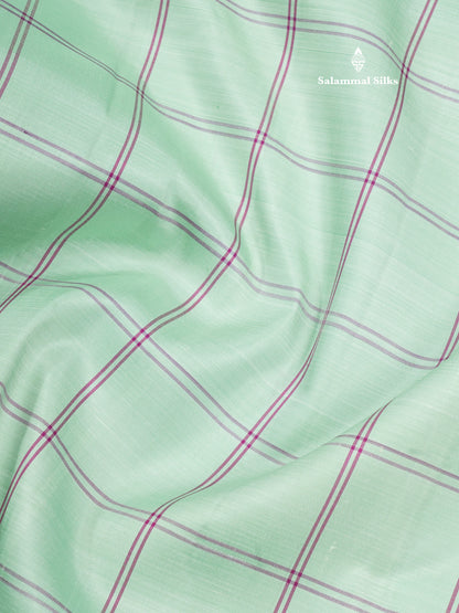 Light Rexona Beautiful Checks Pure Kanjivaram Pure Silk Saree With Traditional Magenta Temple Border