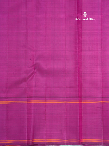 Light Rexona Beautiful Checks Pure Kanjivaram Pure Silk Saree With Traditional Magenta Temple Border