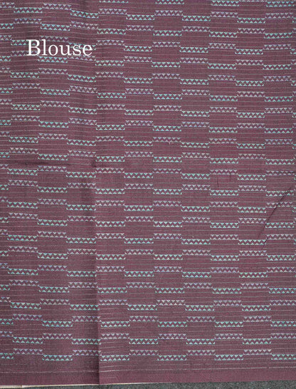Semi Tussar Saree - MultiColour Body Small Checks With Zig Zag Design & Dual Tone Brown Blouse