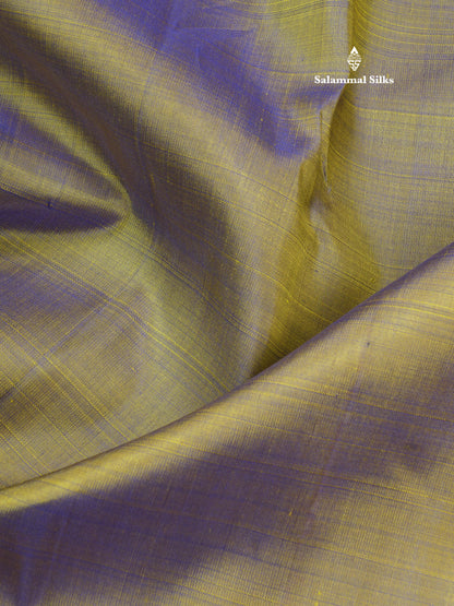 Beautiful Double Shade Pure Kanjivaram Silk Saree With Traditional Multicolour Temple Border