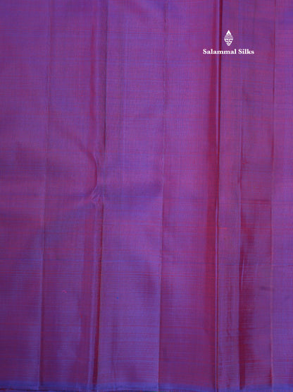 Beautiful Double Shade Pure Kanjivaram Silk Saree With Traditional Multicolour Temple Border