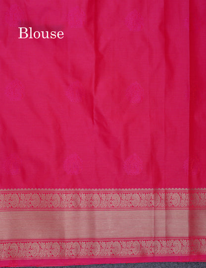 Beautiful Dark Purple Semi Silk Saree With Contrast Pink Blouse