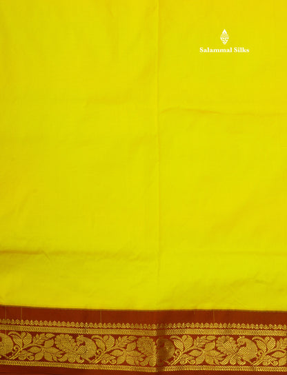 11 Yards Semi Silk Saree Green with Contrast Pink Border