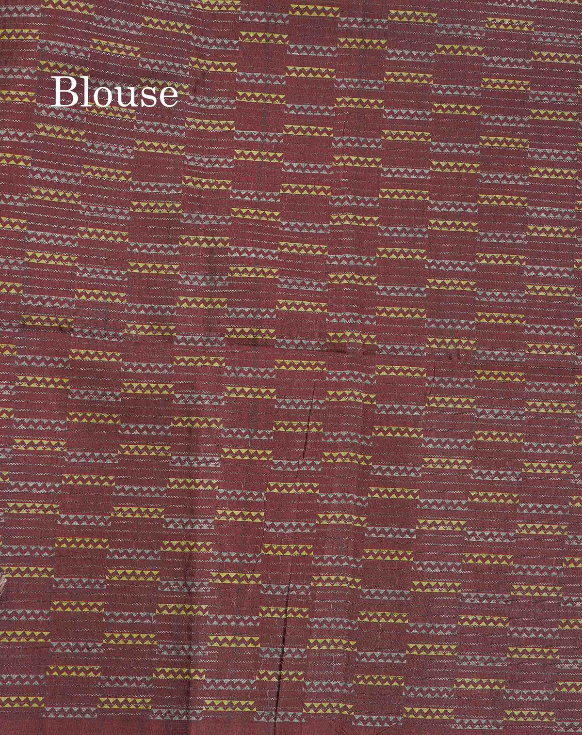 Semi Tussar Saree - MultiColour Body Small Checks With Zig Zag Design & Dark Brown Blouse