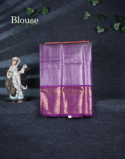 Pure Silk Pattu Pavadai (Parrot Green Tissue) With Violet Blouse 27"