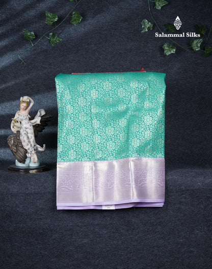 Semi Silk Pattu Pavadai (Sapphire Green) with Lavender Blouse 27"