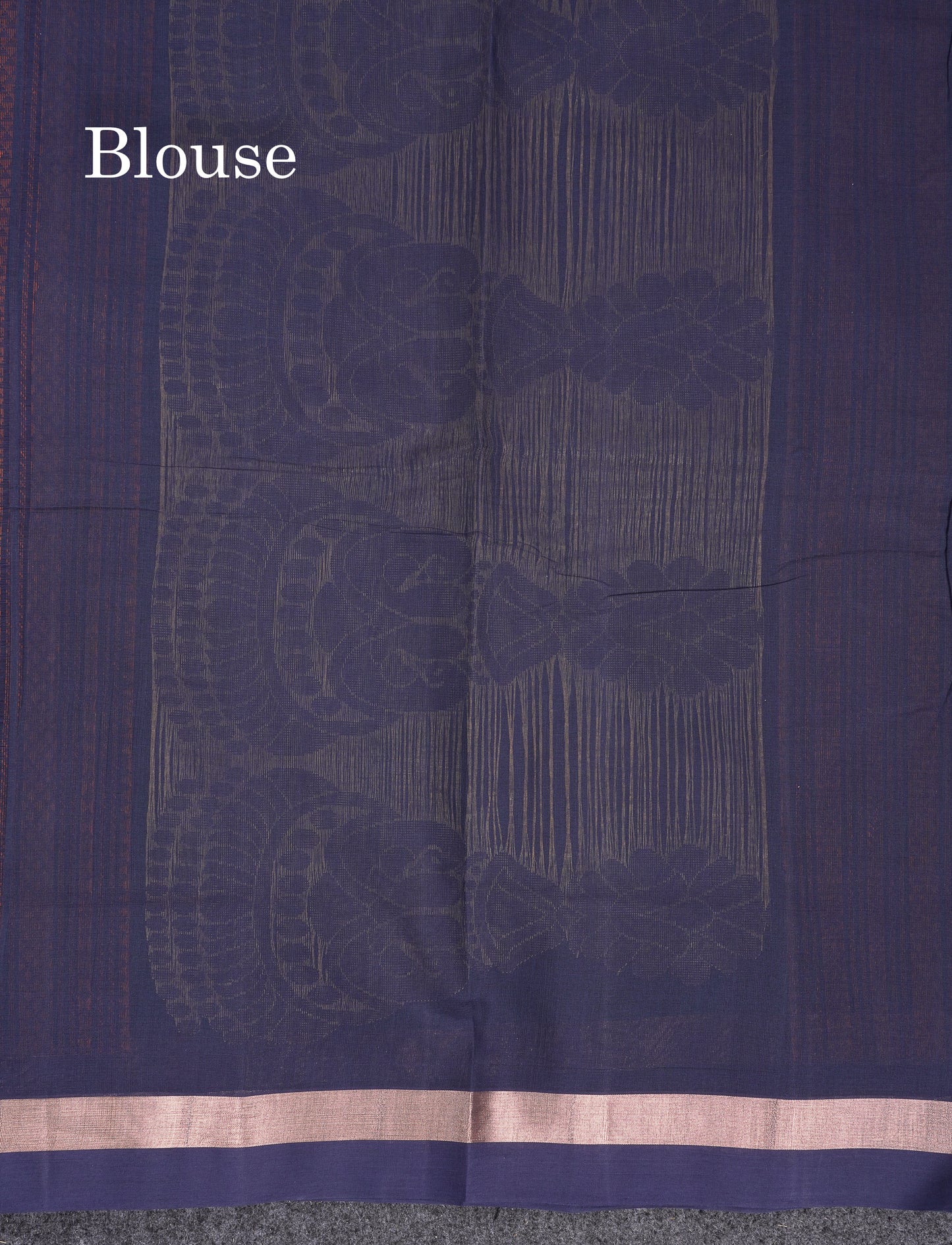 Beautiful Peacock Green Thread Work Butta Handloom Pure Cotton Saree With Contrast Navy Blue Blouse