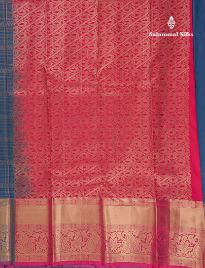 Beautiful Peacock Blue Semi Silk Saree With Traditional Evening Morning Border