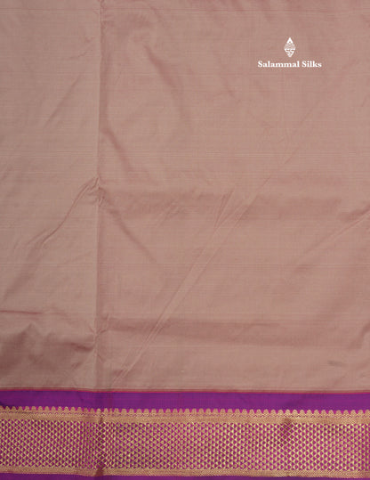 11 Yards Semi Silk Saree Chocolate with Contrast Magenta Border