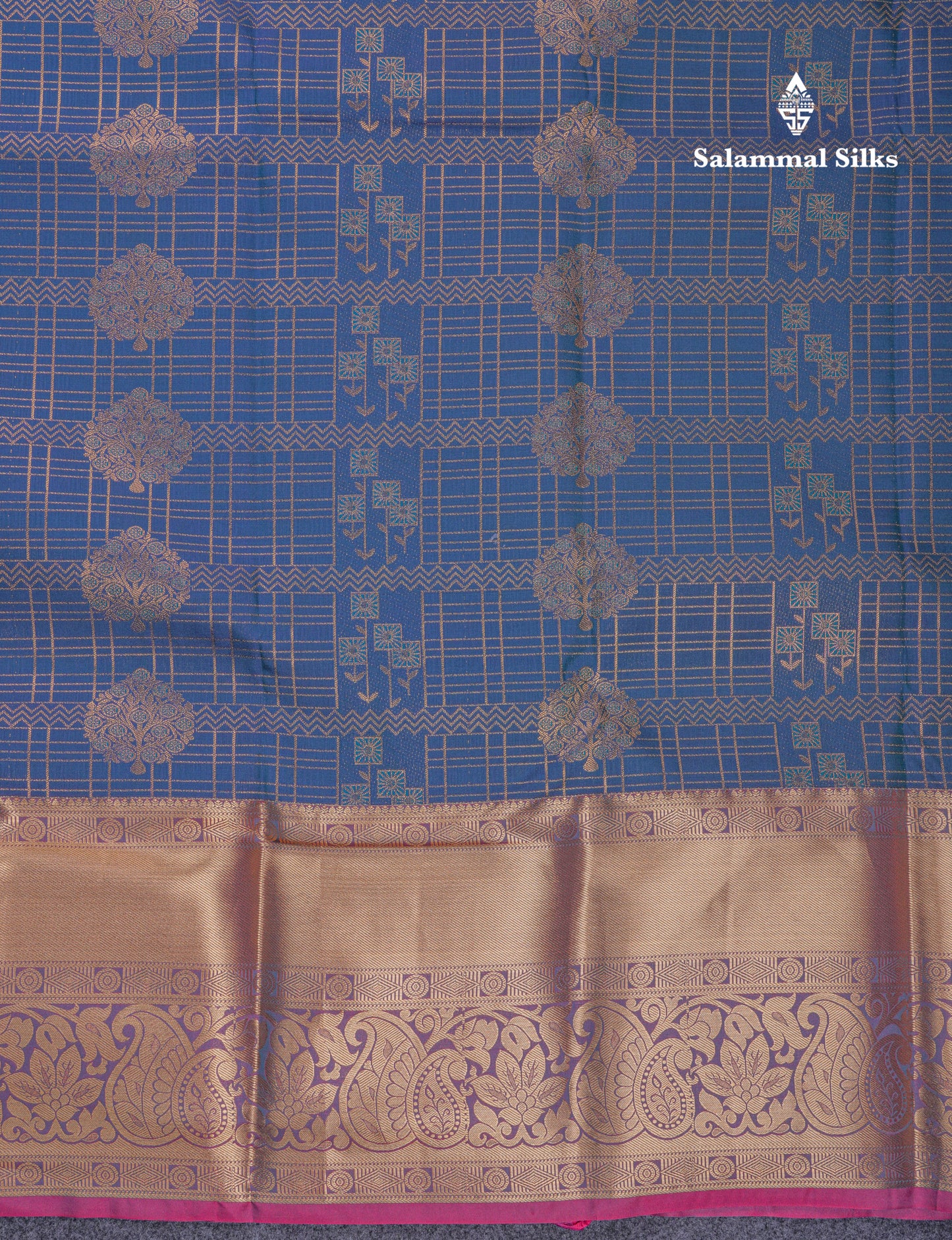 Beautiful Peacock Blue Semi Silk Saree With Traditional Evening Morning Border