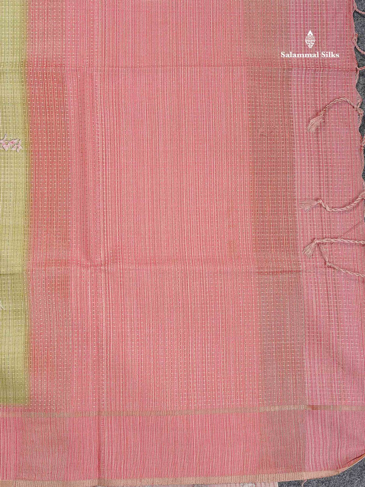 Semi Tussar Saree - Pastel Blue Colour Body With Light Brown Border