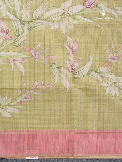 Semi Tussar Saree - Pastel Blue Colour Body With Light Brown Border