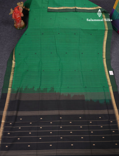 Beautiful Dark Purple Thread Work Butta Handloom Pure Cotton Saree With Contrast Mustard Yellow Blouse