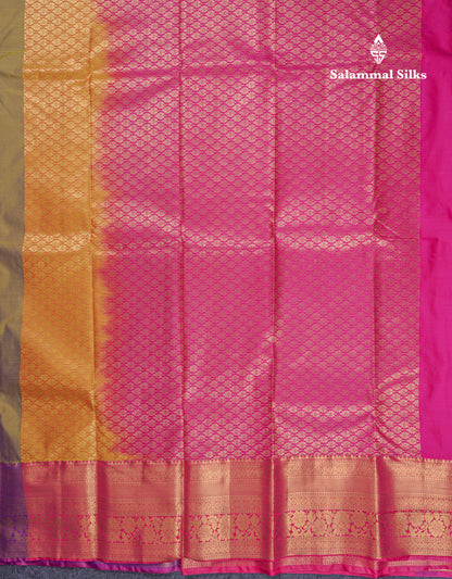 Beautiful Dual Tone Olive Mustard Yellow Semi Silk Saree With Traditional Evening Morning Border