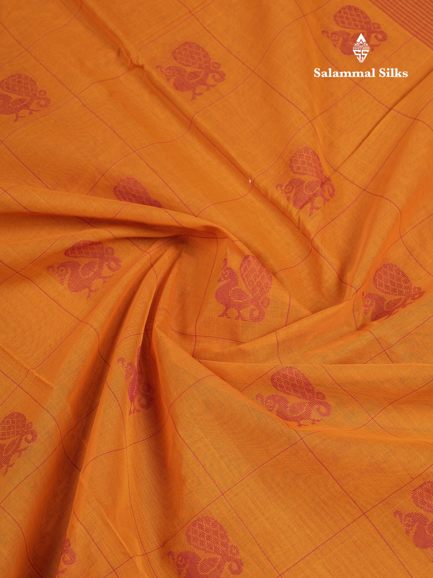 Beautiful Yellow Checks With Thread Work Butta Handloom Pure Cotton Saree With Contrast Redish Maroon Blouse