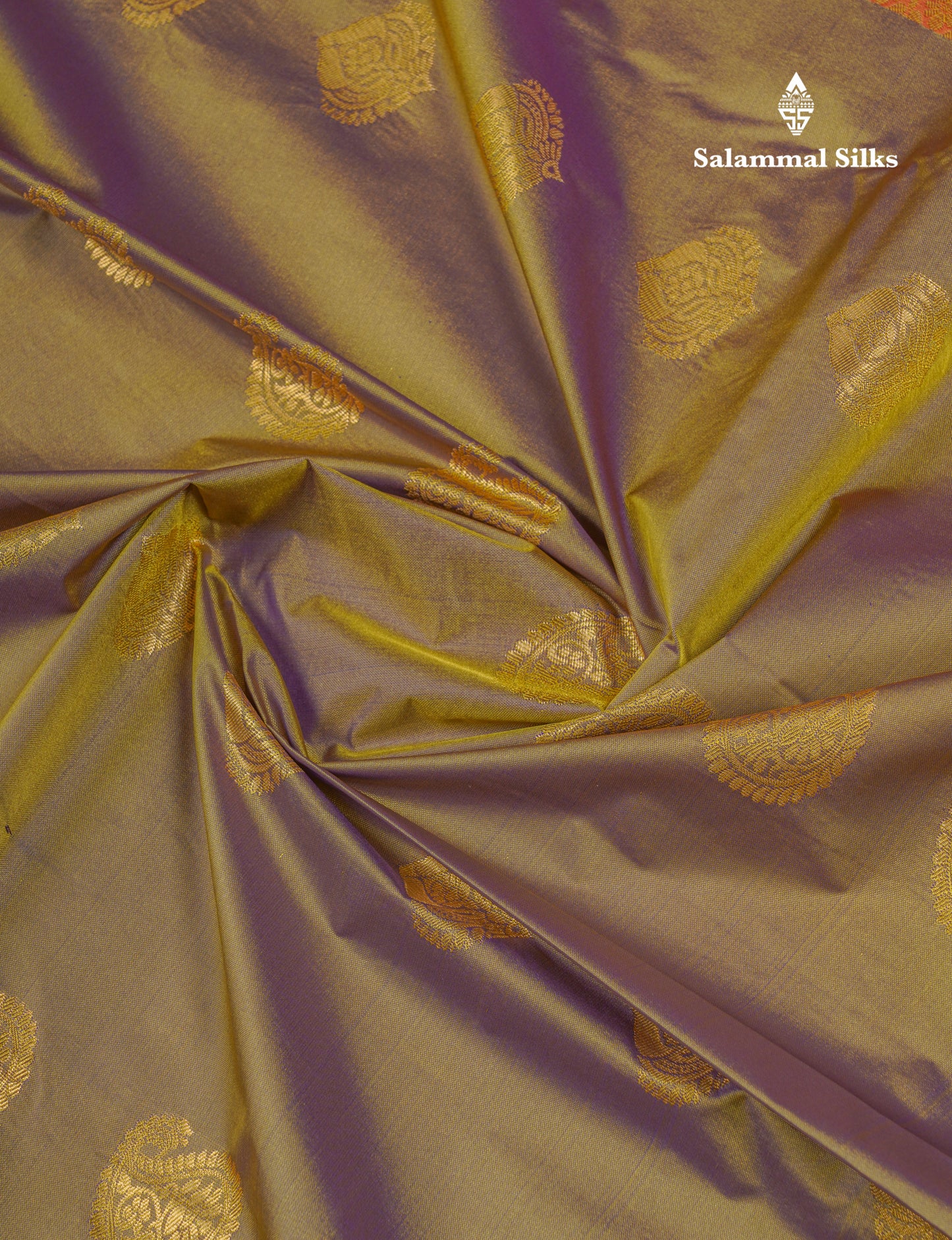 Beautiful Dual Tone Olive Mustard Yellow Semi Silk Saree With Traditional Evening Morning Border