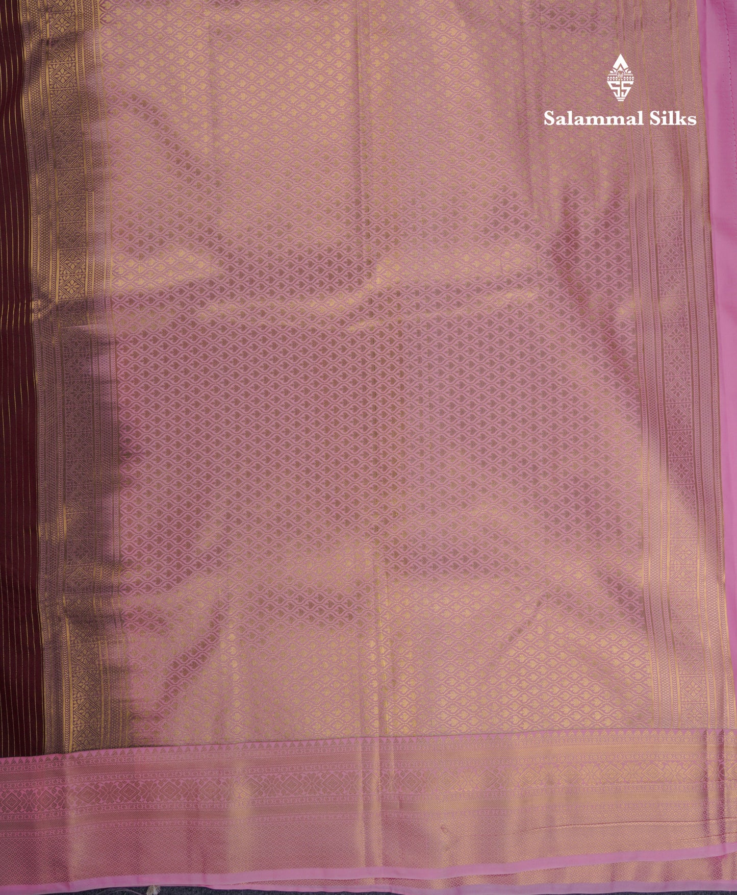 Beautiful Dark Maroon Semi Silk Saree With Contrast Light Pink Border