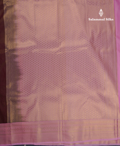 Beautiful Dark Maroon Semi Silk Saree With Contrast Light Pink Border