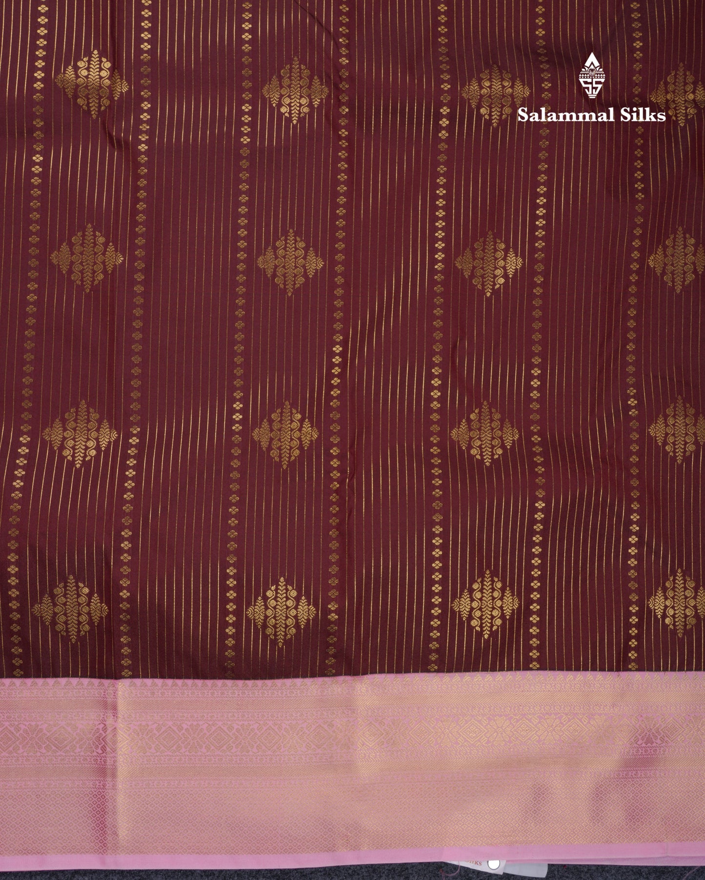 Beautiful Dark Maroon Semi Silk Saree With Contrast Light Pink Border