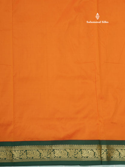 11 Yards Semi Silk Saree Green with Contrast Pink Border