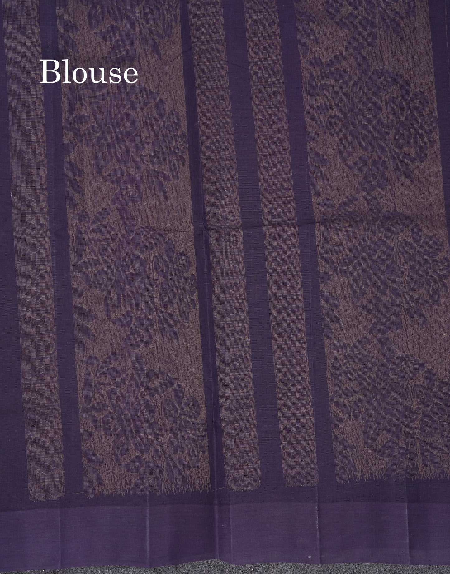 Beautiful Blueish Grey Thread Work Butta Handloom Pure Cotton Saree With Contrast Navy Blue Blouse