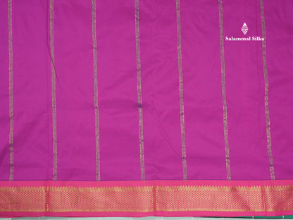 11 Yards Semi Silk Saree Royal Blue with Contrast Pink Border