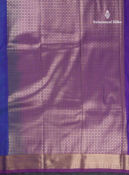 Beautiful Dual Tone Peacock Blue Semi Silk Saree With Contrast Purple Small Border