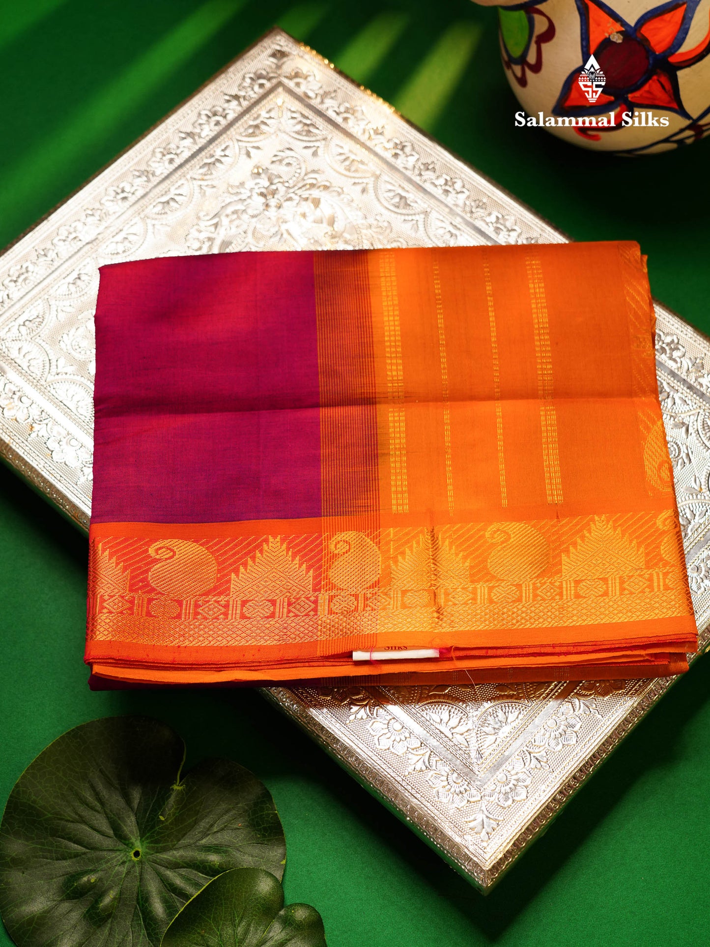 Beautiful Magenta Pink Plain Semi Silk Cotton Saree With Contrast Mustard Yellow Blouse