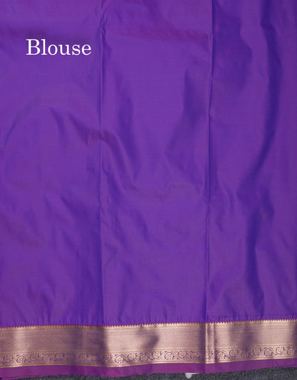 Beautiful Dual Tone Peacock Blue Semi Silk Saree With Contrast Purple Small Border