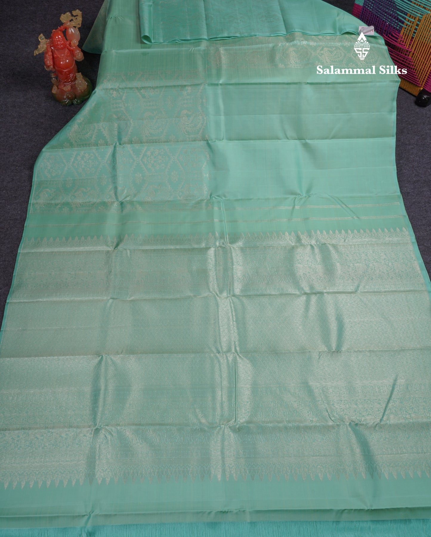 Beautiful Rexona Green Fancy Pure Kanjivaram Silk Saree With Blouse