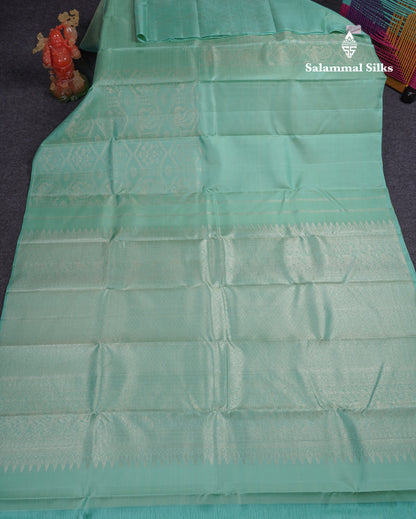 Beautiful Rexona Green Fancy Pure Kanjivaram Silk Saree With Blouse