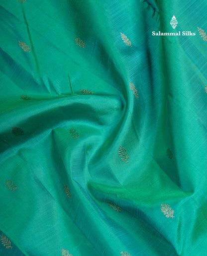 Dual Tone Sapphire Green Pure Kanjivaram Silk Saree Pure Zari with Contrast Blue Traditional Rettapet Border