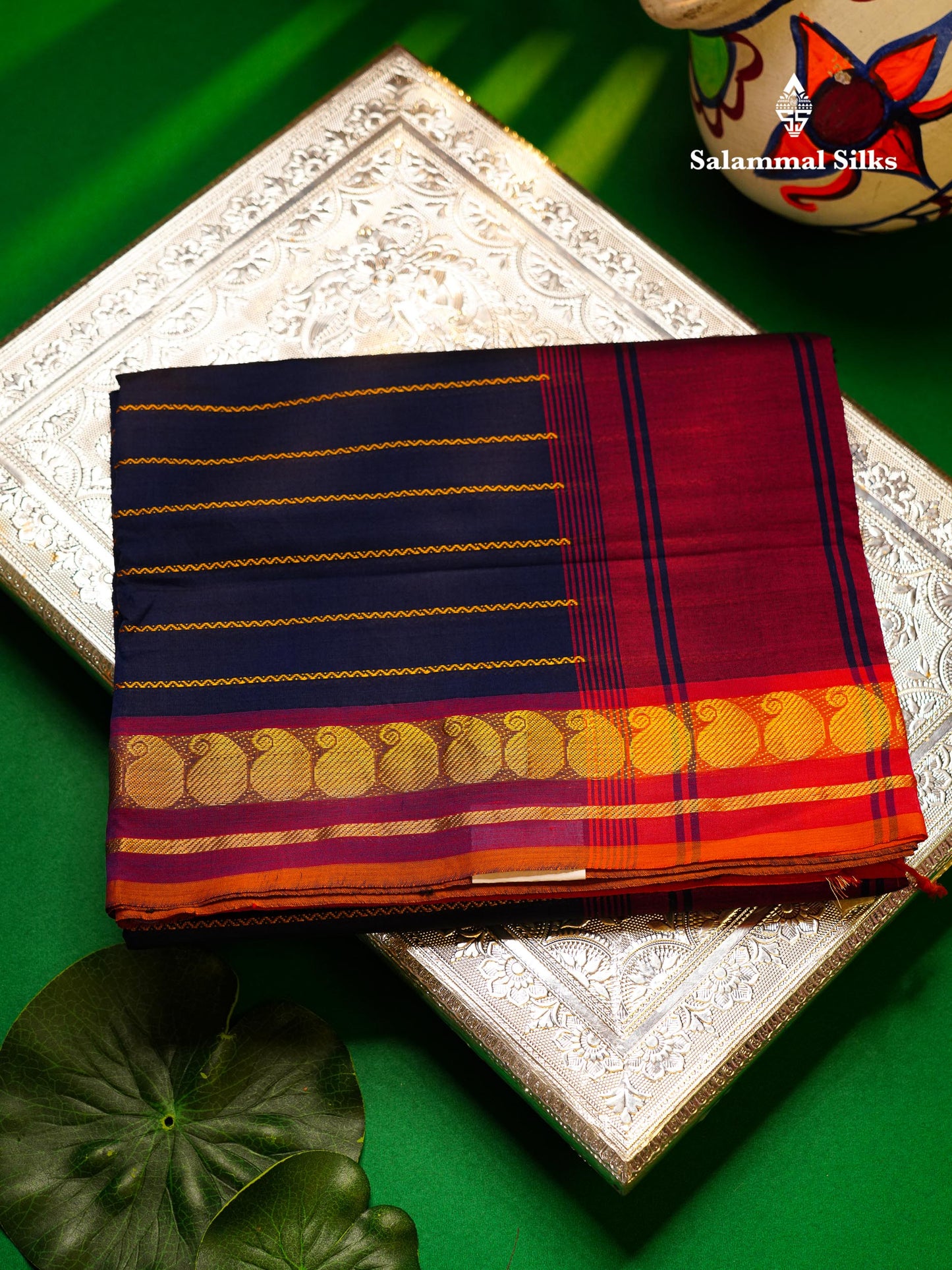 Beautiful Elephant Grey Semi Silk Cotton Saree With Contrast Maroon Blouse