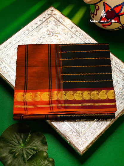 Beautiful Elephant Grey Semi Silk Cotton Saree With Contrast Maroon Blouse