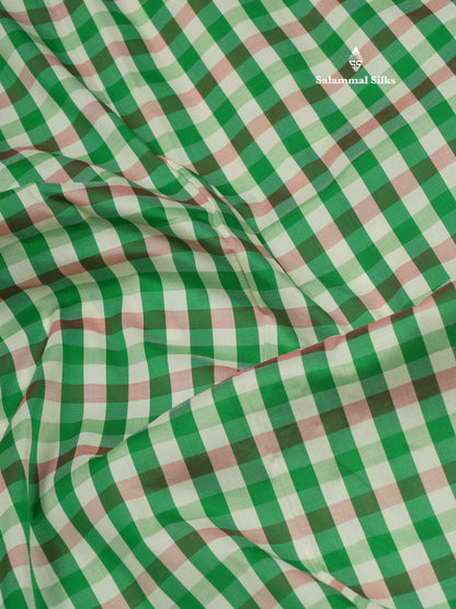 11 Yards Semi Silk Saree Multicolour Checks with Traditional Maroon Border