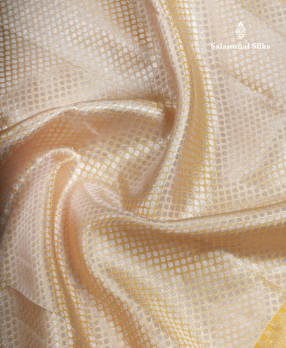 Sandal Bridal Pure Kanjivaram Silk Saree With Contrast Mustard Yellow Menakari Work Evening Morning Border