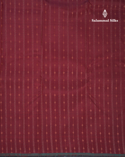 Beautiful Dark Maroon Fancy Pure Kanjivaram Silk Saree With Contrast Peacock Green Blouse