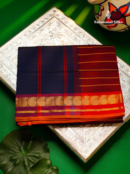 Beautiful Elephant Grey Semi Silk Cotton Saree With Contrast Maroon Blouse