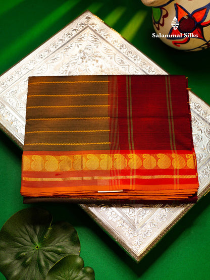Beautiful Elephant Grey Semi Silk Cotton Saree With Contrast Maroon Blouse