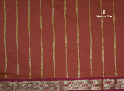 11 Yards Semi Silk Saree Beige with Contrast Maroon Border