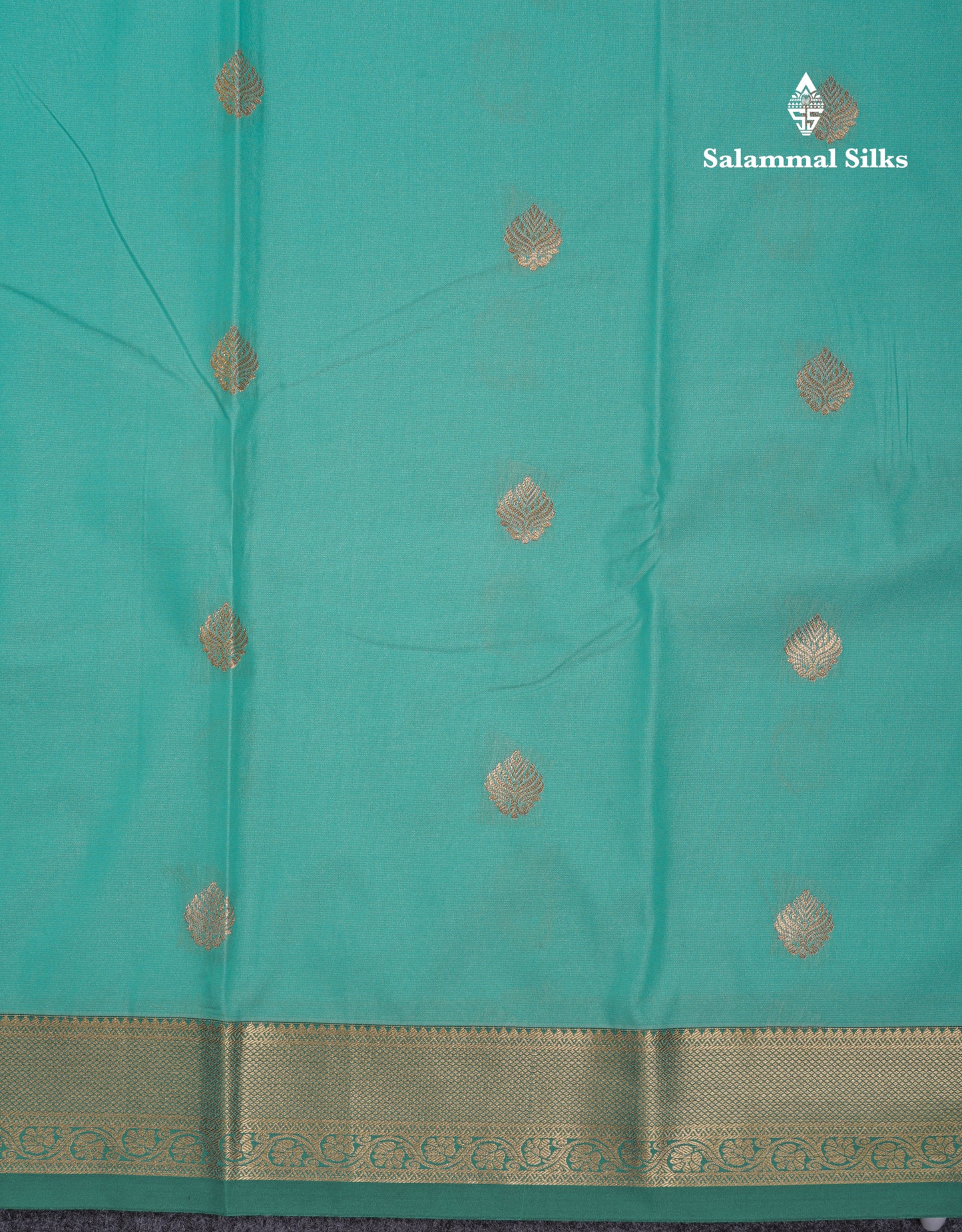 Beautiful Sapphire Green Semi Silk Saree With Contrast Bottle Green Small Border