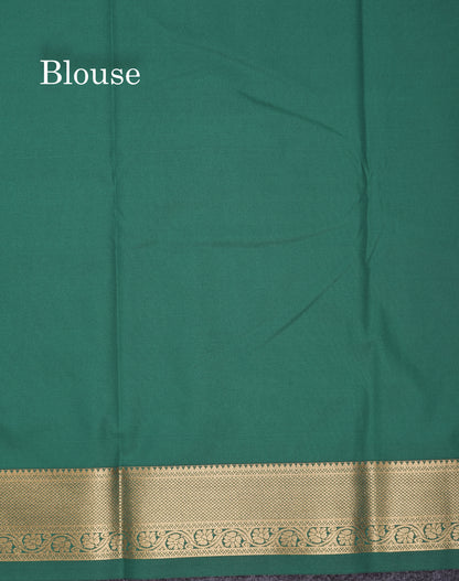 Beautiful Sapphire Green Semi Silk Saree With Contrast Bottle Green Small Border