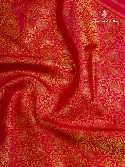 Reddish Maroon Menakari Work Bridal Pure Kanjivaram Silk Saree With Traditional Border