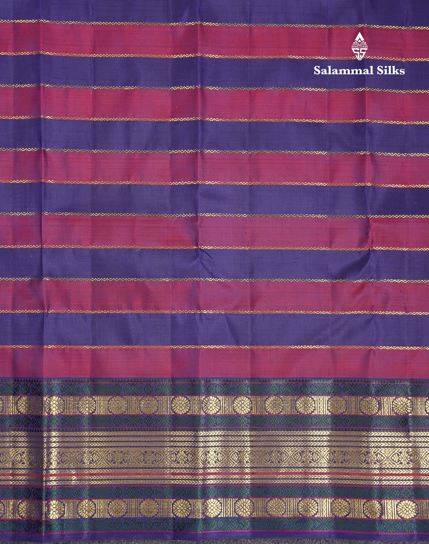 Beautiful Maroon & Navy Blue Pure Kanjivaram Silk Saree With Contrast Navy Blue Traditional Border