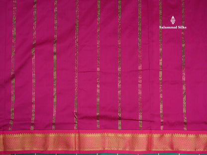 11 Yards Semi Silk Saree Royal Blue with Contrast Pink Border