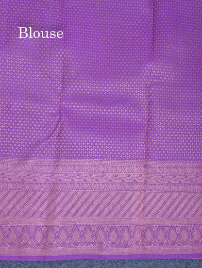 Sapphire Green Pure Kanjivaram Silk Saree with Contrast Purple Border