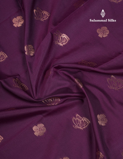 Beautiful Dark Purple Butterfly Design Semi Soft Silk Saree With Contrast Dark Magenta Fancy Border