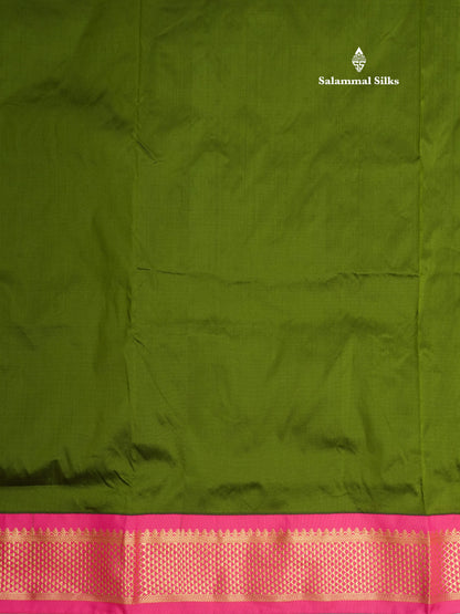 11 Yards Semi Silk Saree Royal Blue with Contrast Pink Border