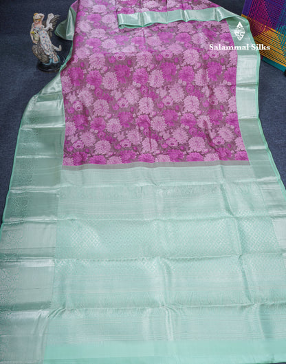 Pinkish Brown Colour Pure Kanjivaram Fancy Silk Saree with Rexona Green Border